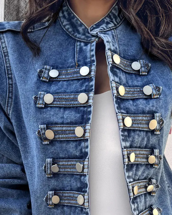 Maya – Chaqueta denim con botones metálicos