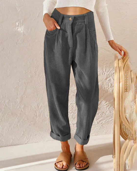 Pantalones rectos ajustados con cintura alta
