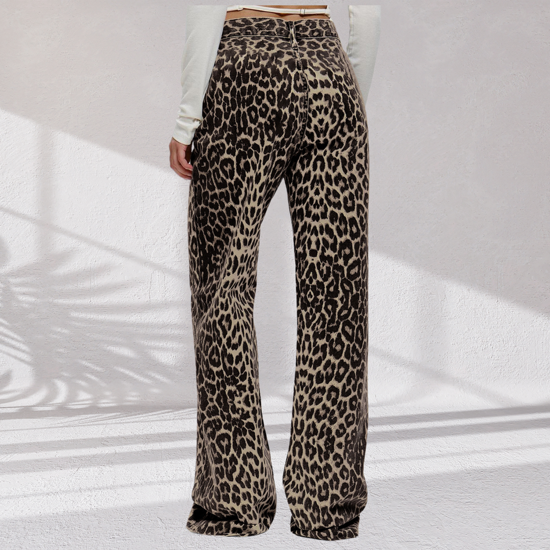 Pantalones anchos con estampado de leopardo