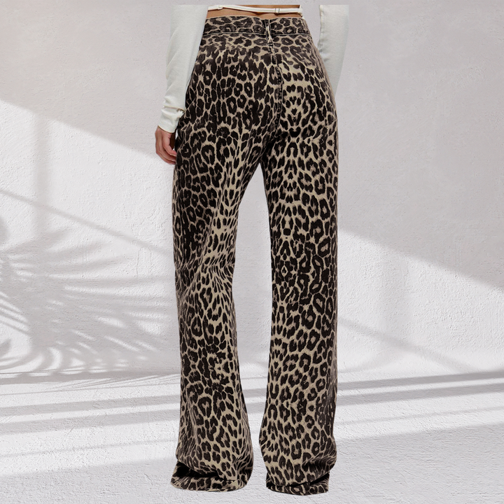Pantalones anchos con estampado de leopardo