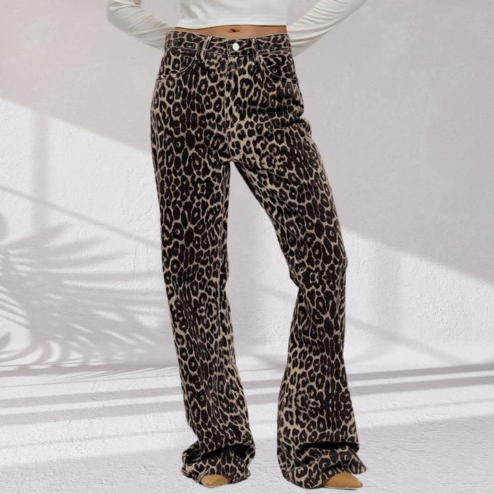 Pantalones anchos con estampado de leopardo
