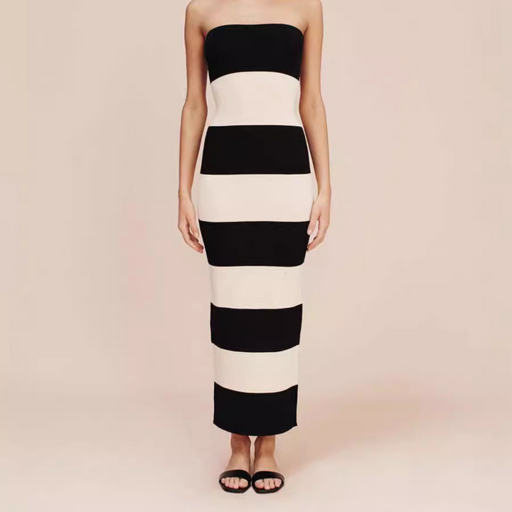 Vestido de rayas sin tirantes