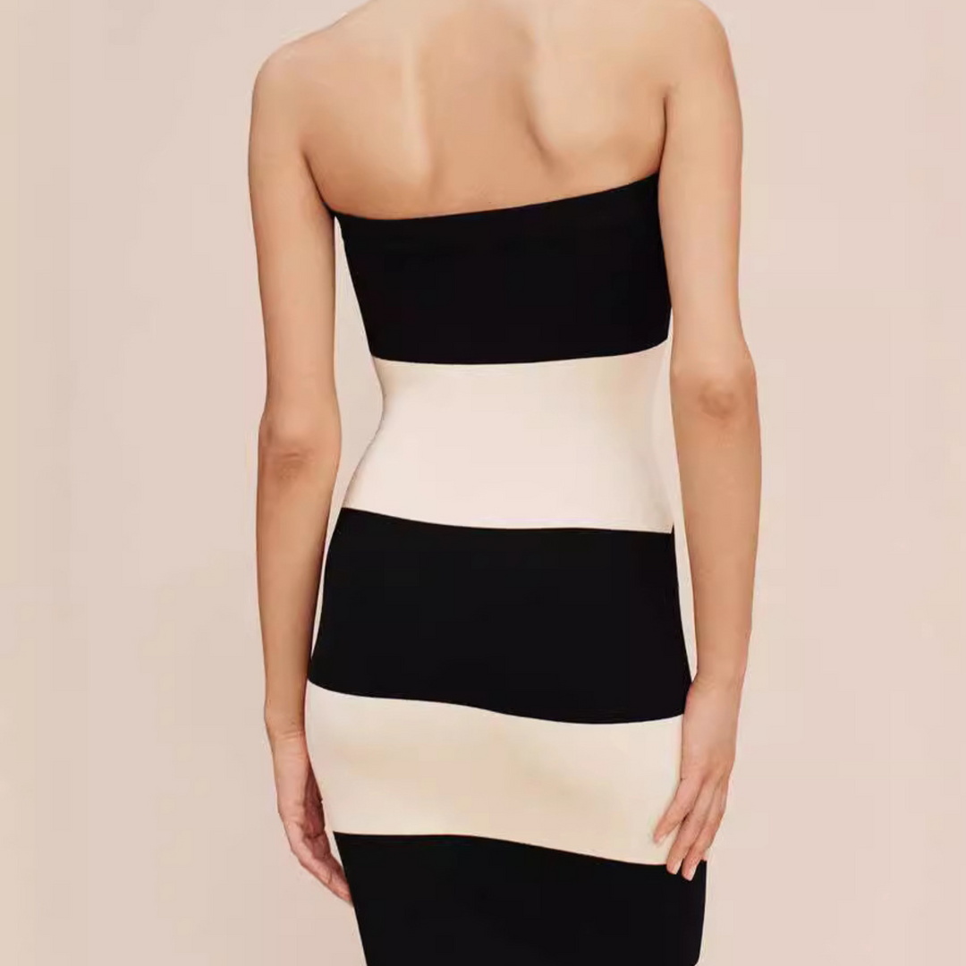 Vestido de rayas sin tirantes