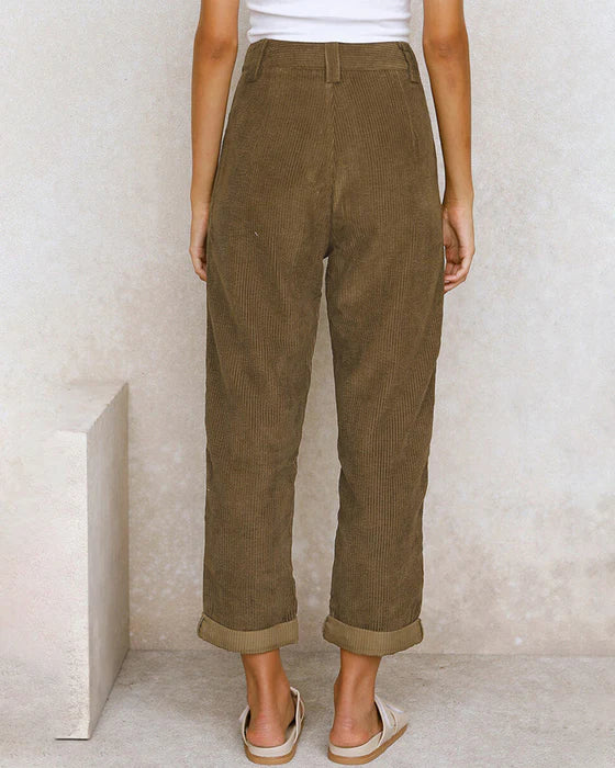 Pantalones rectos ajustados con cintura alta