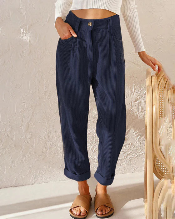 Pantalones rectos ajustados con cintura alta