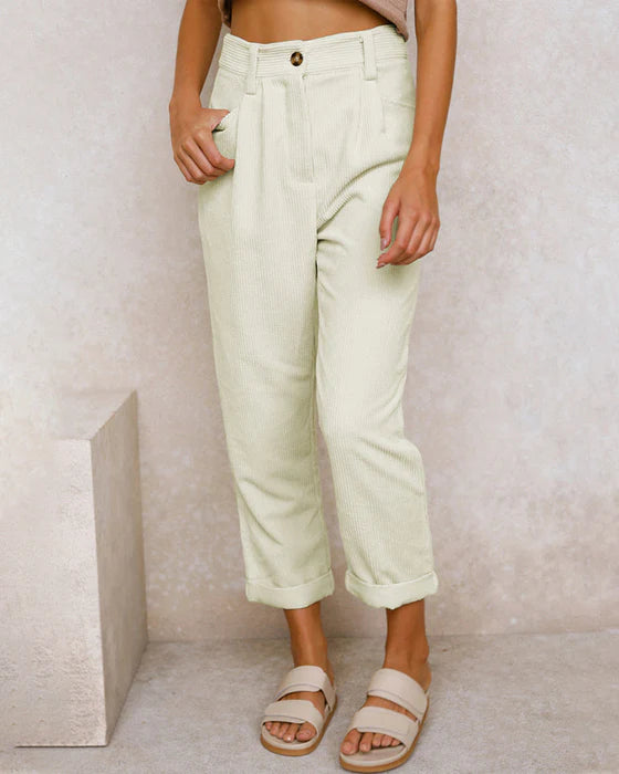 Pantalones rectos ajustados con cintura alta