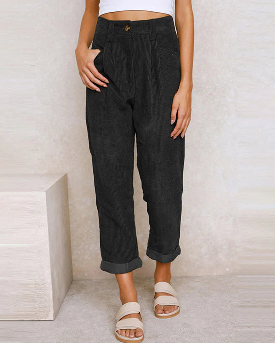 Pantalones rectos ajustados con cintura alta