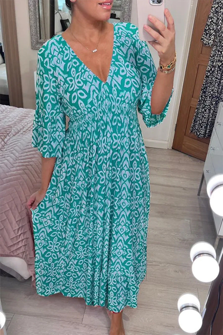Valeria™ | Vestido estampado con escote en V