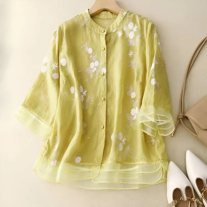Top de algodón con bordado