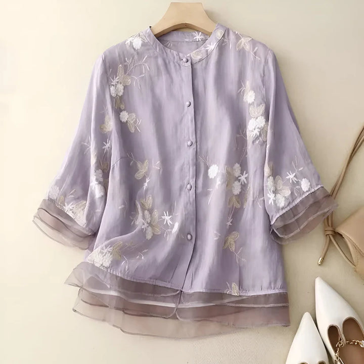 Top de algodón con bordado