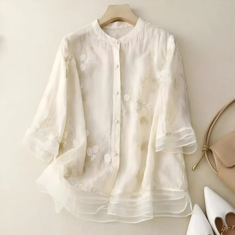 Top de algodón con bordado