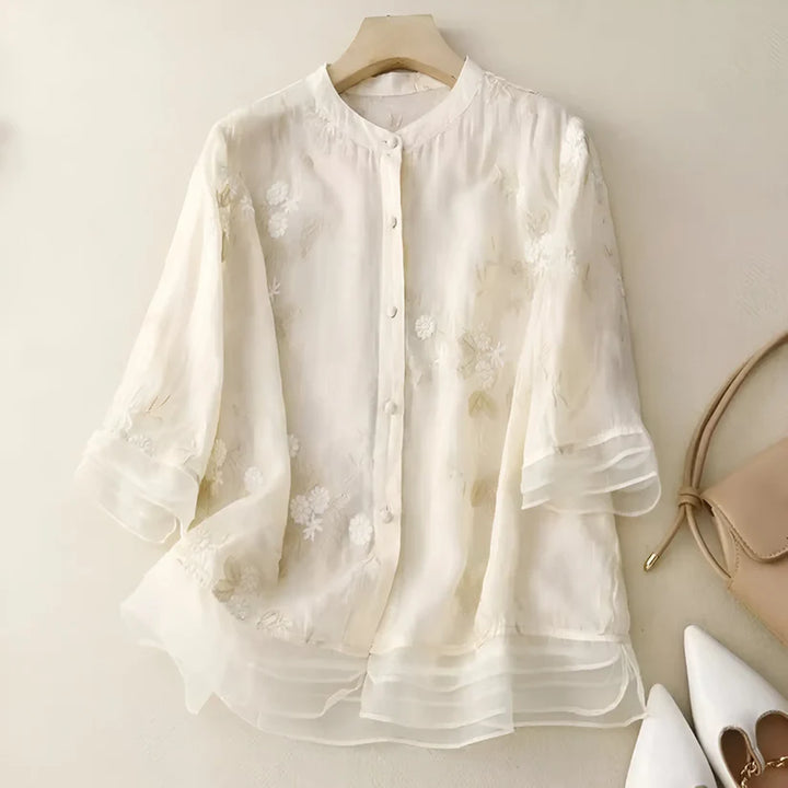 Top de algodón con bordado