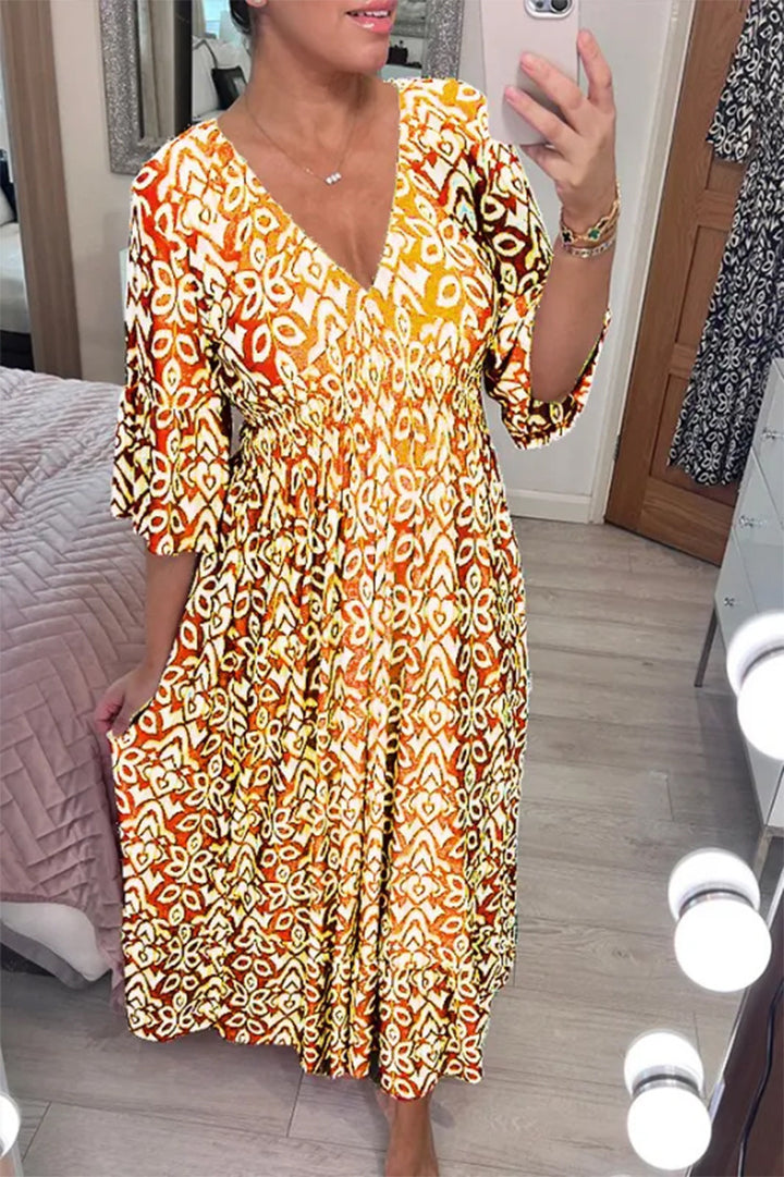 Valeria™ | Vestido estampado con escote en V