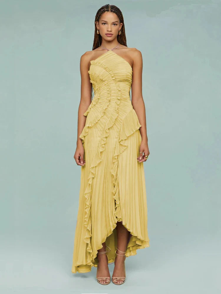 OLAYA  | Vestido largo con volantes