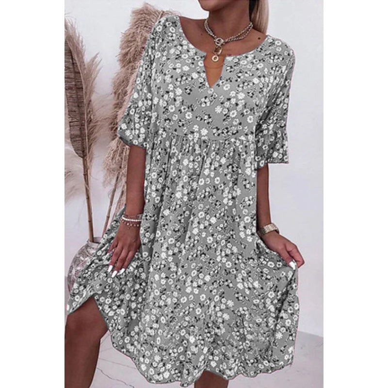 Vestido floral con manga media