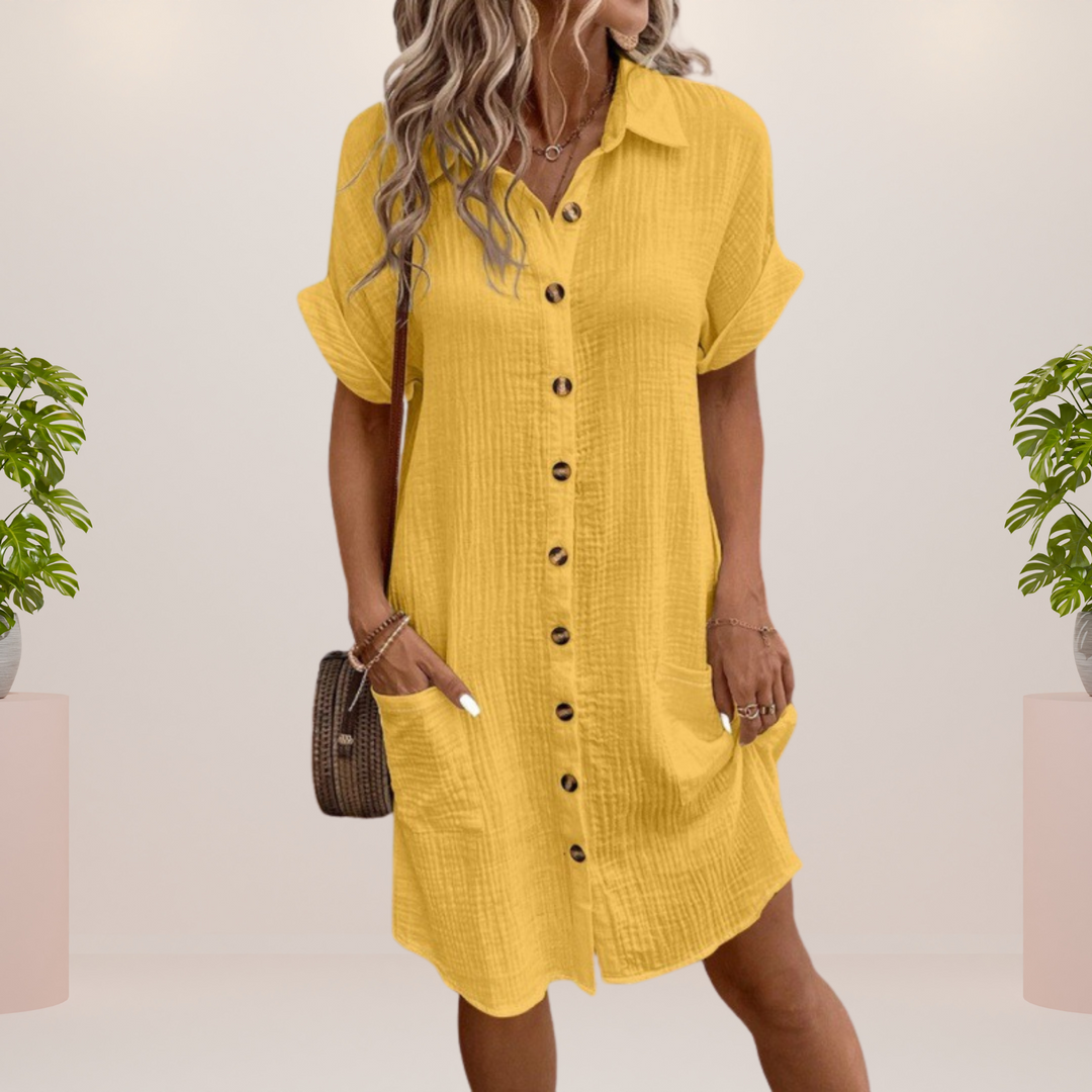 Vestido de manga corta y escote en V