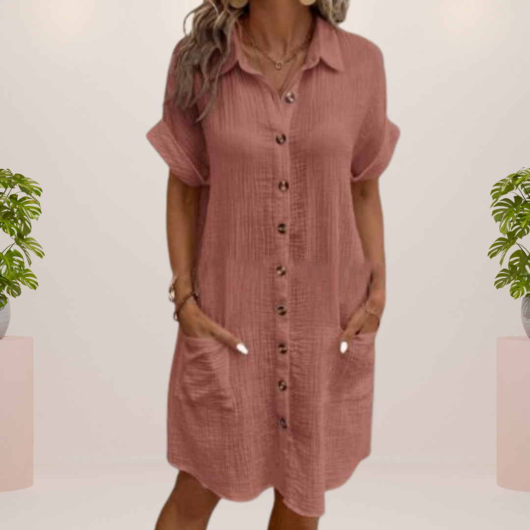 Vestido de manga corta y escote en V