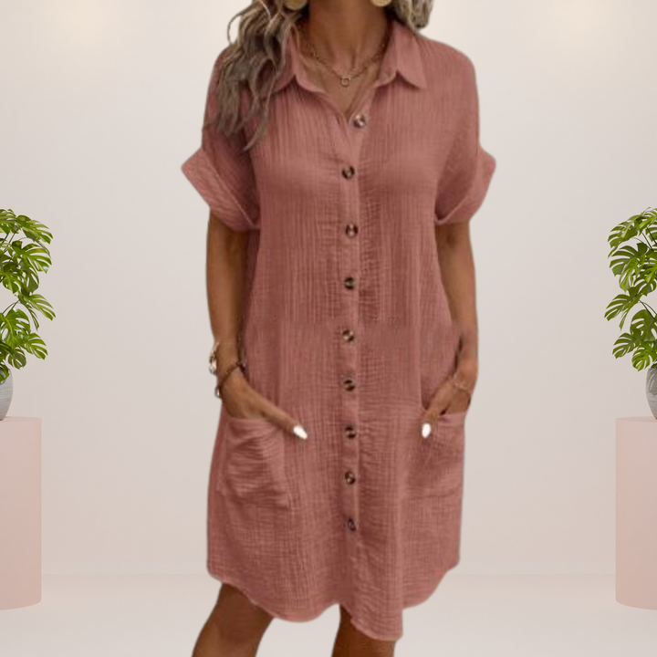 Vestido de manga corta y escote en V