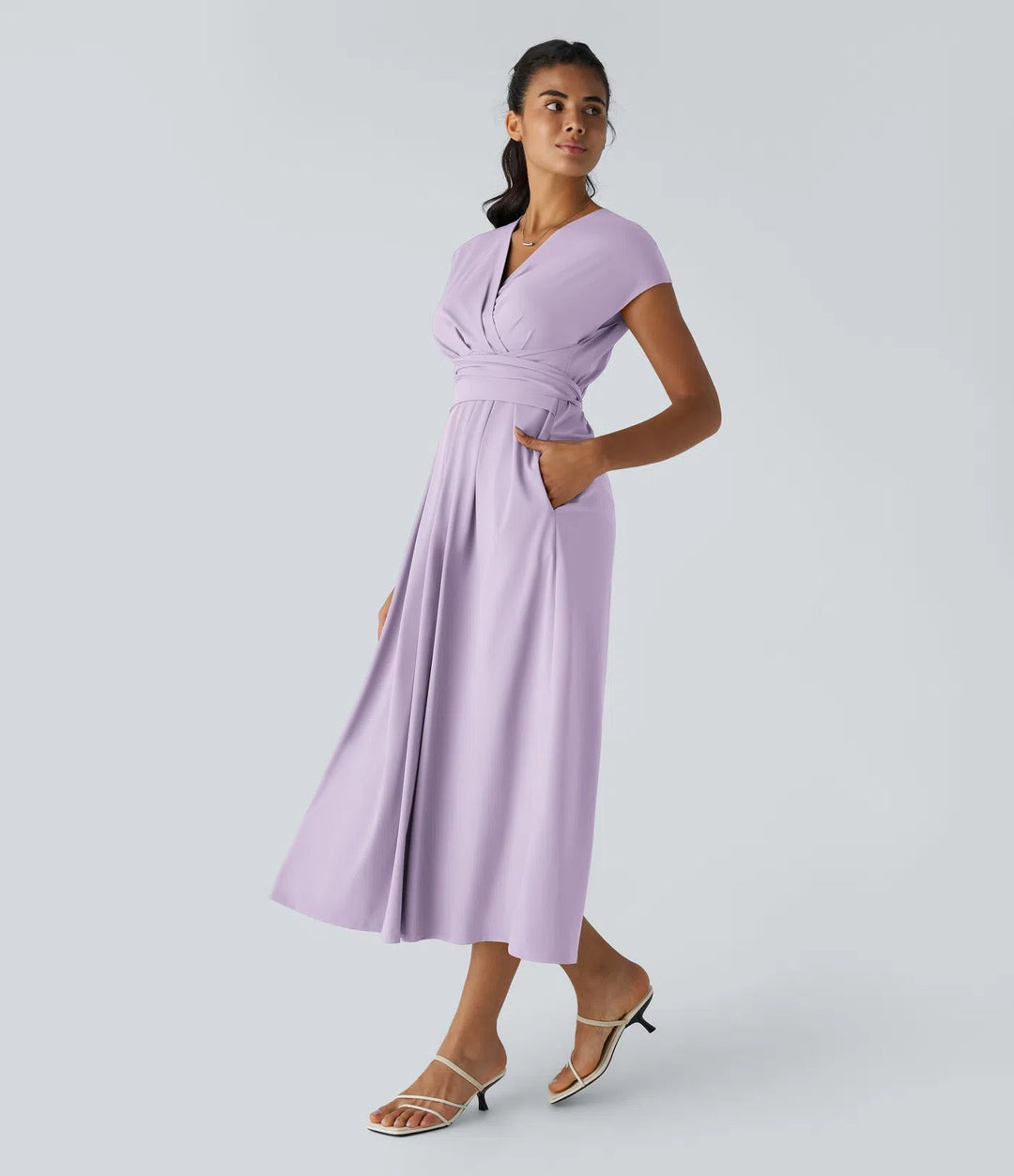 Alina™ | Vestido midi vaporoso con escote en V
