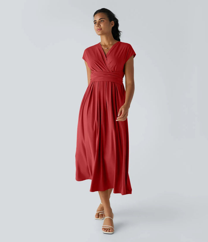 Alina™ | Vestido midi vaporoso con escote en V