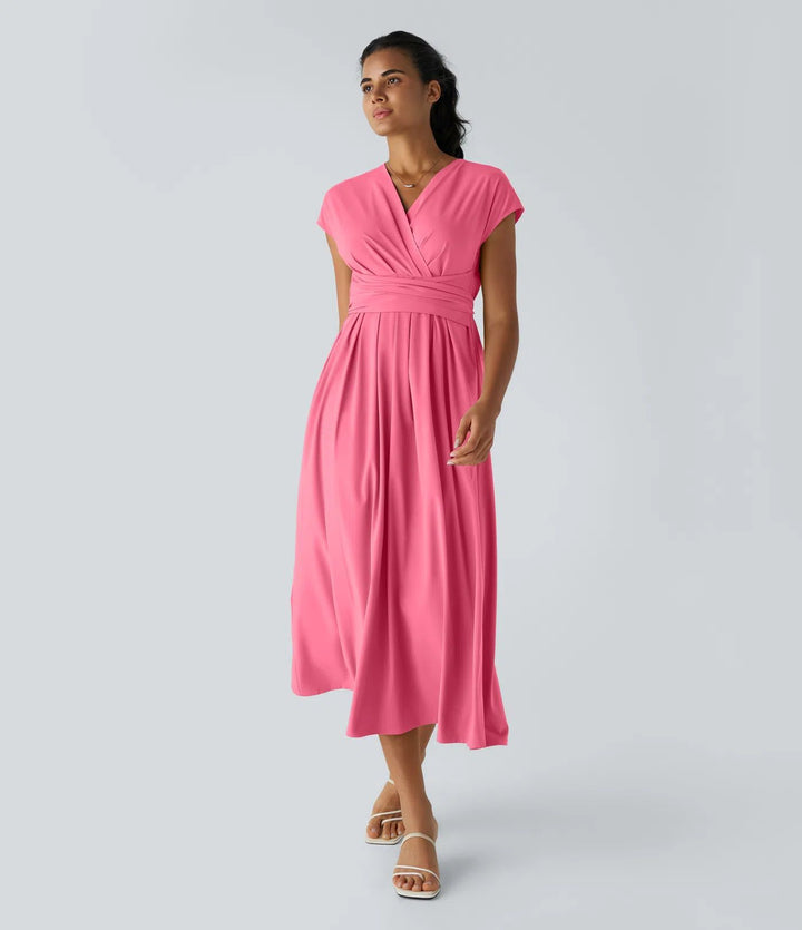 Alina™ | Vestido midi vaporoso con escote en V