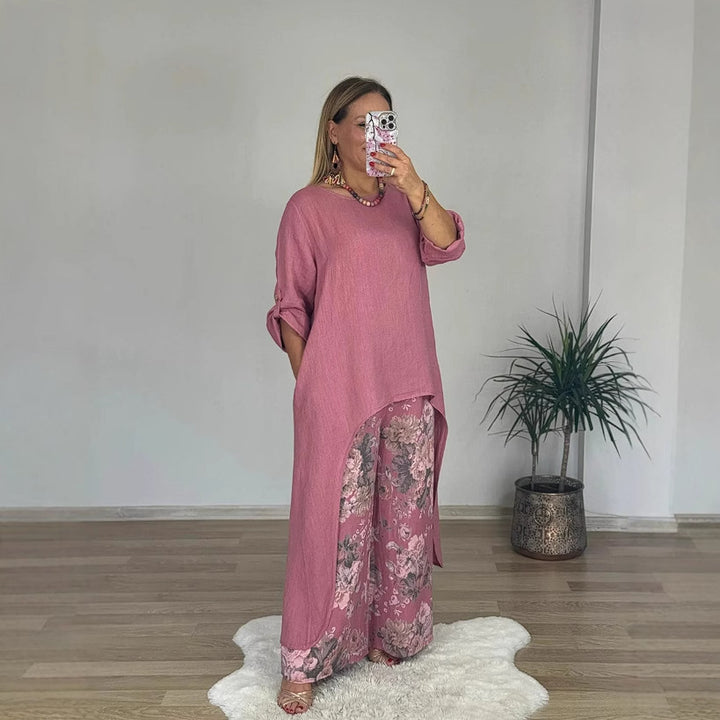 Conjunto largo con blusa con abertura