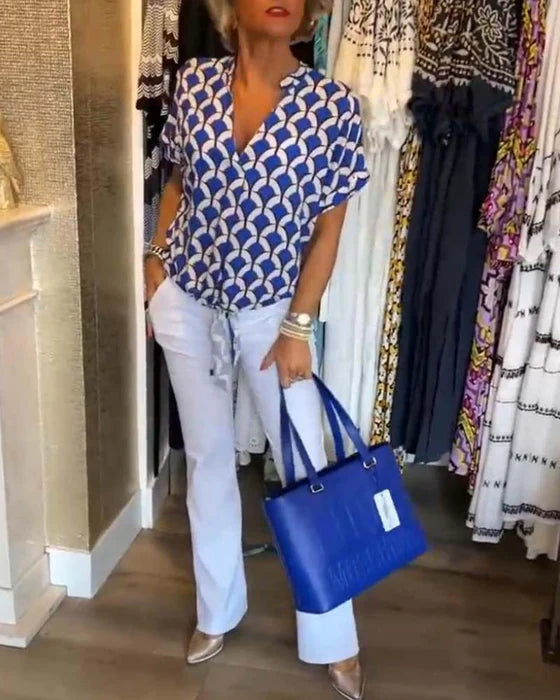 Camiseta sin mangas con estampado y escote en V