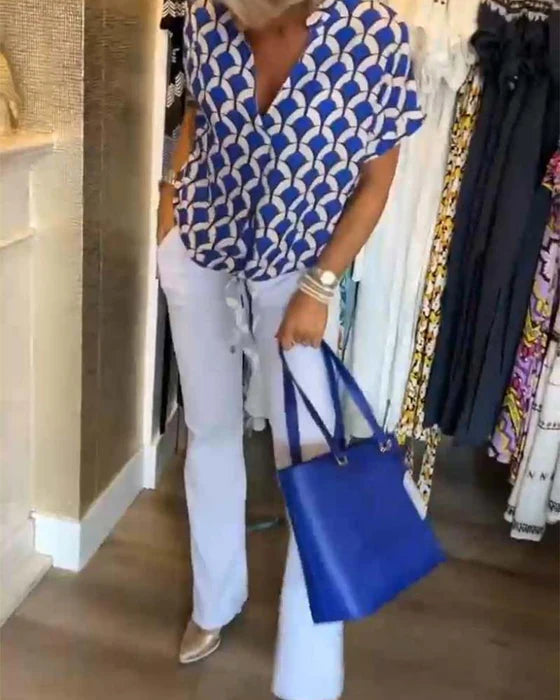 Camiseta sin mangas con estampado y escote en V