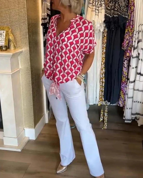 Camiseta sin mangas con estampado y escote en V