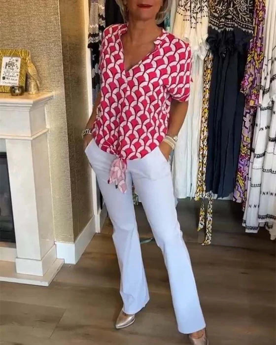 Camiseta sin mangas con estampado y escote en V