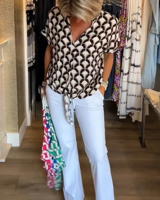 Camiseta sin mangas con estampado y escote en V