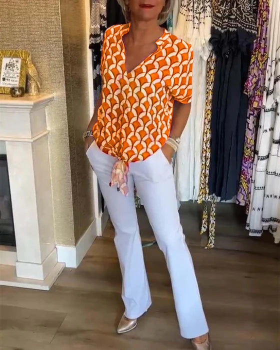 Camiseta sin mangas con estampado y escote en V