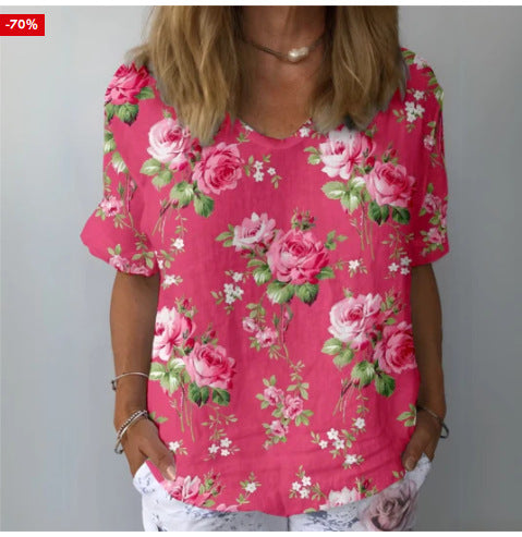 Blusa artística con motivos florales