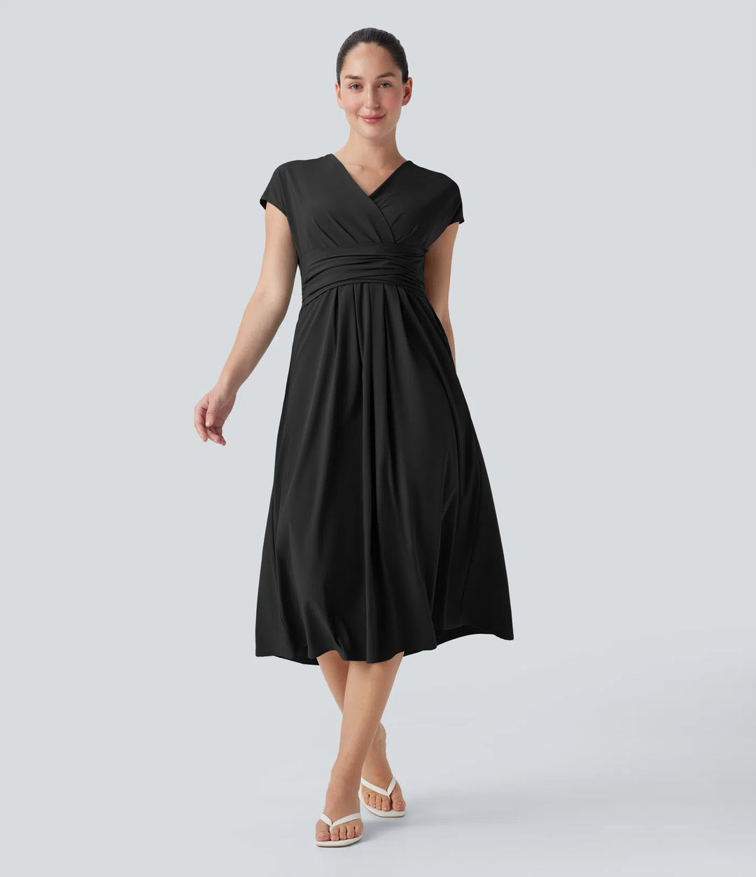 Alina™ | Vestido midi vaporoso con escote en V