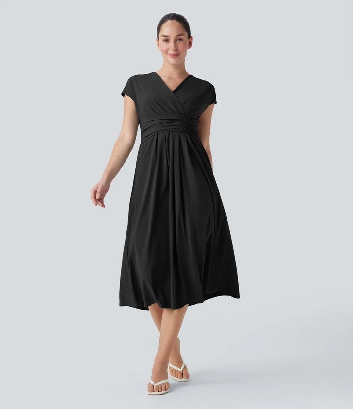 Alina™ | Vestido midi vaporoso con escote en V