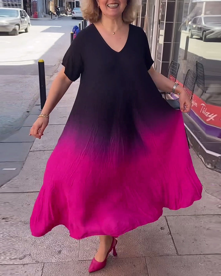Vestido informal con pliegues y degradado