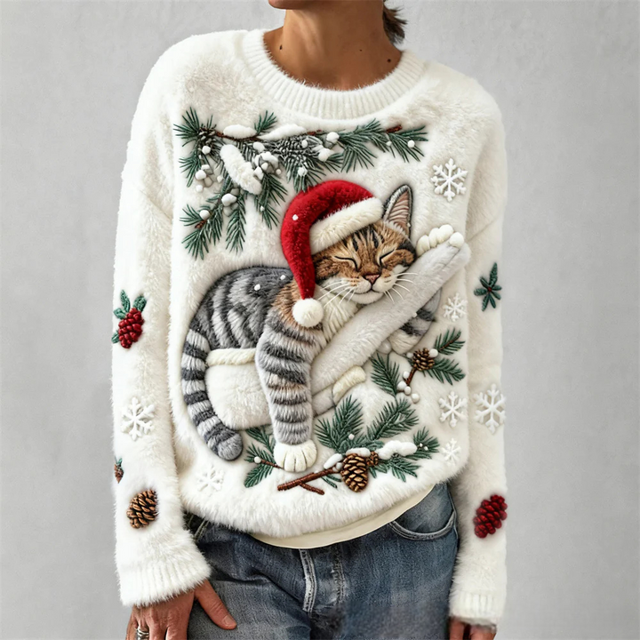 Fresia™ | Suéter navideño con gatito